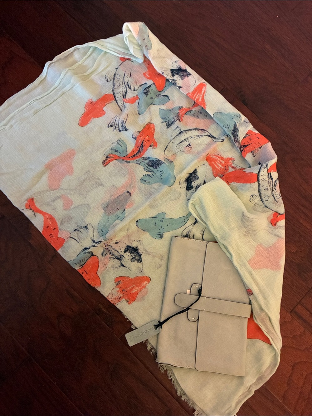 Gap Fish Print Scarf in Mint, Coral & Blue and Gap Mint Clutch